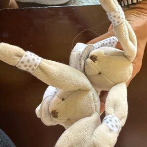 Infant Cream and White Plush Bear Slippers